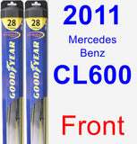 Front Wiper Blade Pack for 2011 Mercedes-Benz CL600 - Hybrid
