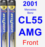 Front Wiper Blade Pack for 2001 Mercedes-Benz CL55 AMG - Hybrid