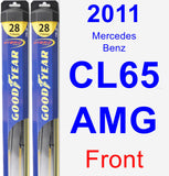 Front Wiper Blade Pack for 2011 Mercedes-Benz CL65 AMG - Hybrid