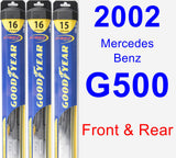 Front & Rear Wiper Blade Pack for 2002 Mercedes-Benz G500 - Hybrid