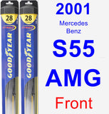 Front Wiper Blade Pack for 2001 Mercedes-Benz S55 AMG - Hybrid