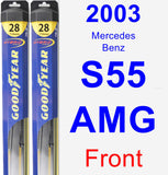 Front Wiper Blade Pack for 2003 Mercedes-Benz S55 AMG - Hybrid