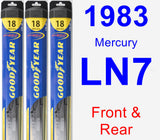 Front & Rear Wiper Blade Pack for 1983 Mercury LN7 - Hybrid