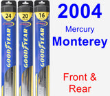 Front & Rear Wiper Blade Pack for 2004 Mercury Monterey - Hybrid