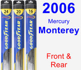 Front & Rear Wiper Blade Pack for 2006 Mercury Monterey - Hybrid