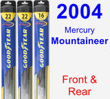 Front & Rear Wiper Blade Pack for 2004 Mercury Mountaineer - Hybrid