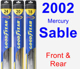 Front & Rear Wiper Blade Pack for 2002 Mercury Sable - Hybrid