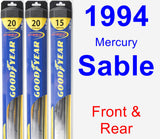 Front & Rear Wiper Blade Pack for 1994 Mercury Sable - Hybrid