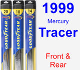 Front & Rear Wiper Blade Pack for 1999 Mercury Tracer - Hybrid