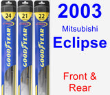 Front & Rear Wiper Blade Pack for 2003 Mitsubishi Eclipse - Hybrid