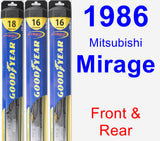 Front & Rear Wiper Blade Pack for 1986 Mitsubishi Mirage - Hybrid