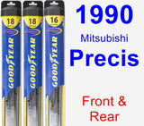 Front & Rear Wiper Blade Pack for 1990 Mitsubishi Precis - Hybrid