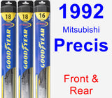 Front & Rear Wiper Blade Pack for 1992 Mitsubishi Precis - Hybrid