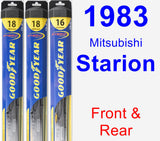 Front & Rear Wiper Blade Pack for 1983 Mitsubishi Starion - Hybrid