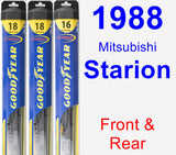 Front & Rear Wiper Blade Pack for 1988 Mitsubishi Starion - Hybrid