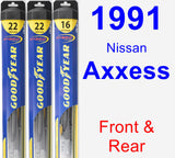 Front & Rear Wiper Blade Pack for 1991 Nissan Axxess - Hybrid