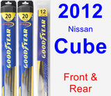 Front & Rear Wiper Blade Pack for 2012 Nissan Cube - Hybrid