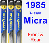 Front & Rear Wiper Blade Pack for 1985 Nissan Micra - Hybrid