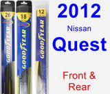 Front & Rear Wiper Blade Pack for 2012 Nissan Quest - Hybrid