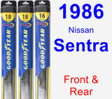 Front & Rear Wiper Blade Pack for 1986 Nissan Sentra - Hybrid