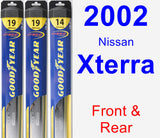 Front & Rear Wiper Blade Pack for 2002 Nissan Xterra - Hybrid