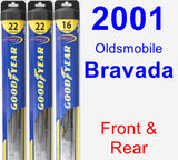 Front & Rear Wiper Blade Pack for 2001 Oldsmobile Bravada - Hybrid