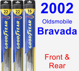 Front & Rear Wiper Blade Pack for 2002 Oldsmobile Bravada - Hybrid