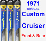 Front & Rear Wiper Blade Pack for 1971 Oldsmobile Custom Cruiser - Hybrid