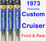 Front & Rear Wiper Blade Pack for 1973 Oldsmobile Custom Cruiser - Hybrid
