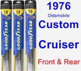 Front & Rear Wiper Blade Pack for 1976 Oldsmobile Custom Cruiser - Hybrid