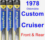 Front & Rear Wiper Blade Pack for 1978 Oldsmobile Custom Cruiser - Hybrid