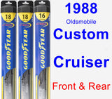 Front & Rear Wiper Blade Pack for 1988 Oldsmobile Custom Cruiser - Hybrid