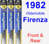 Front & Rear Wiper Blade Pack for 1982 Oldsmobile Firenza - Hybrid