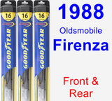 Front & Rear Wiper Blade Pack for 1988 Oldsmobile Firenza - Hybrid