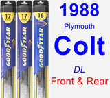 Front & Rear Wiper Blade Pack for 1988 Plymouth Colt - Hybrid