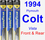 Front & Rear Wiper Blade Pack for 1994 Plymouth Colt - Hybrid