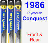 Front & Rear Wiper Blade Pack for 1986 Plymouth Conquest - Hybrid