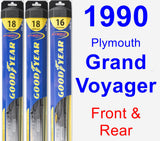 Front & Rear Wiper Blade Pack for 1990 Plymouth Grand Voyager - Hybrid