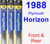 Front & Rear Wiper Blade Pack for 1988 Plymouth Horizon - Hybrid