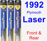 Front & Rear Wiper Blade Pack for 1992 Plymouth Laser - Hybrid