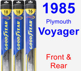 Front & Rear Wiper Blade Pack for 1985 Plymouth Voyager - Hybrid