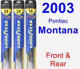 Front & Rear Wiper Blade Pack for 2003 Pontiac Montana - Hybrid