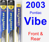 Front & Rear Wiper Blade Pack for 2003 Pontiac Vibe - Hybrid