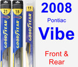 Front & Rear Wiper Blade Pack for 2008 Pontiac Vibe - Hybrid