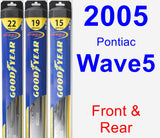 Front & Rear Wiper Blade Pack for 2005 Pontiac Wave5 - Hybrid