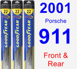 Front & Rear Wiper Blade Pack for 2001 Porsche 911 - Hybrid