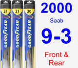 Front & Rear Wiper Blade Pack for 2000 Saab 9-3 - Hybrid