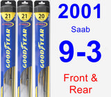 Front & Rear Wiper Blade Pack for 2001 Saab 9-3 - Hybrid