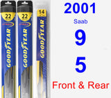Front & Rear Wiper Blade Pack for 2001 Saab 9-5 - Hybrid