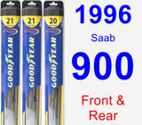 Front & Rear Wiper Blade Pack for 1996 Saab 900 - Hybrid